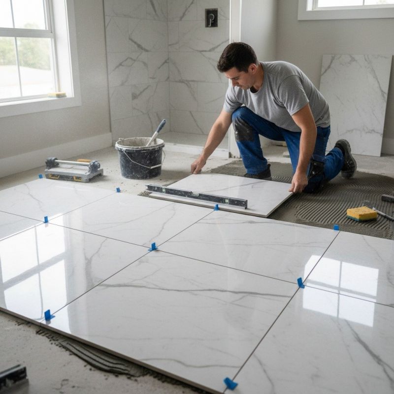 White Marble Tile Installation in Overland Park, KS