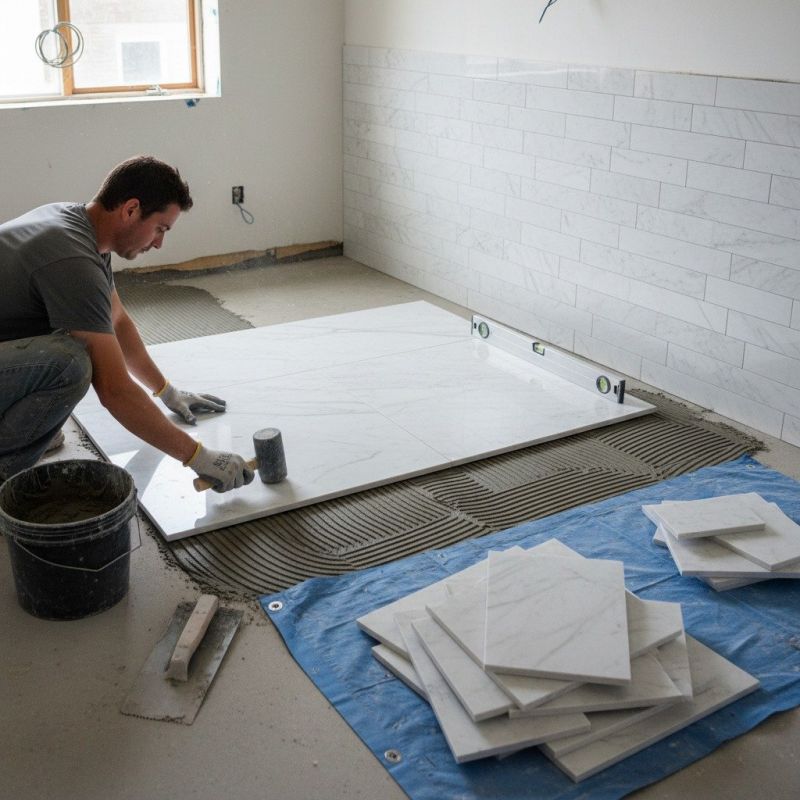 White Marble Tile Installation in Alpharetta, GA